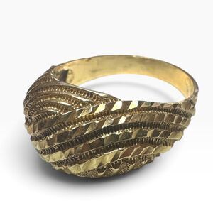 Vintage 14K Yellow Gold Textured Bypass Ring | Size 9 | 5.52g
